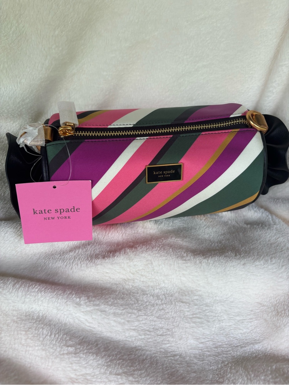 kate spade Sweet Treats Festive Multi Stripe Jacquard Small Barrel Bag - Picture 3 of 13